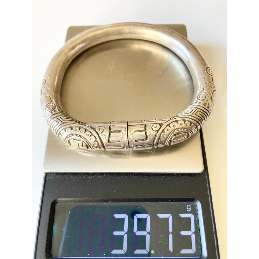 Chinese Qing Dynasty Silver Bangle Bracelet